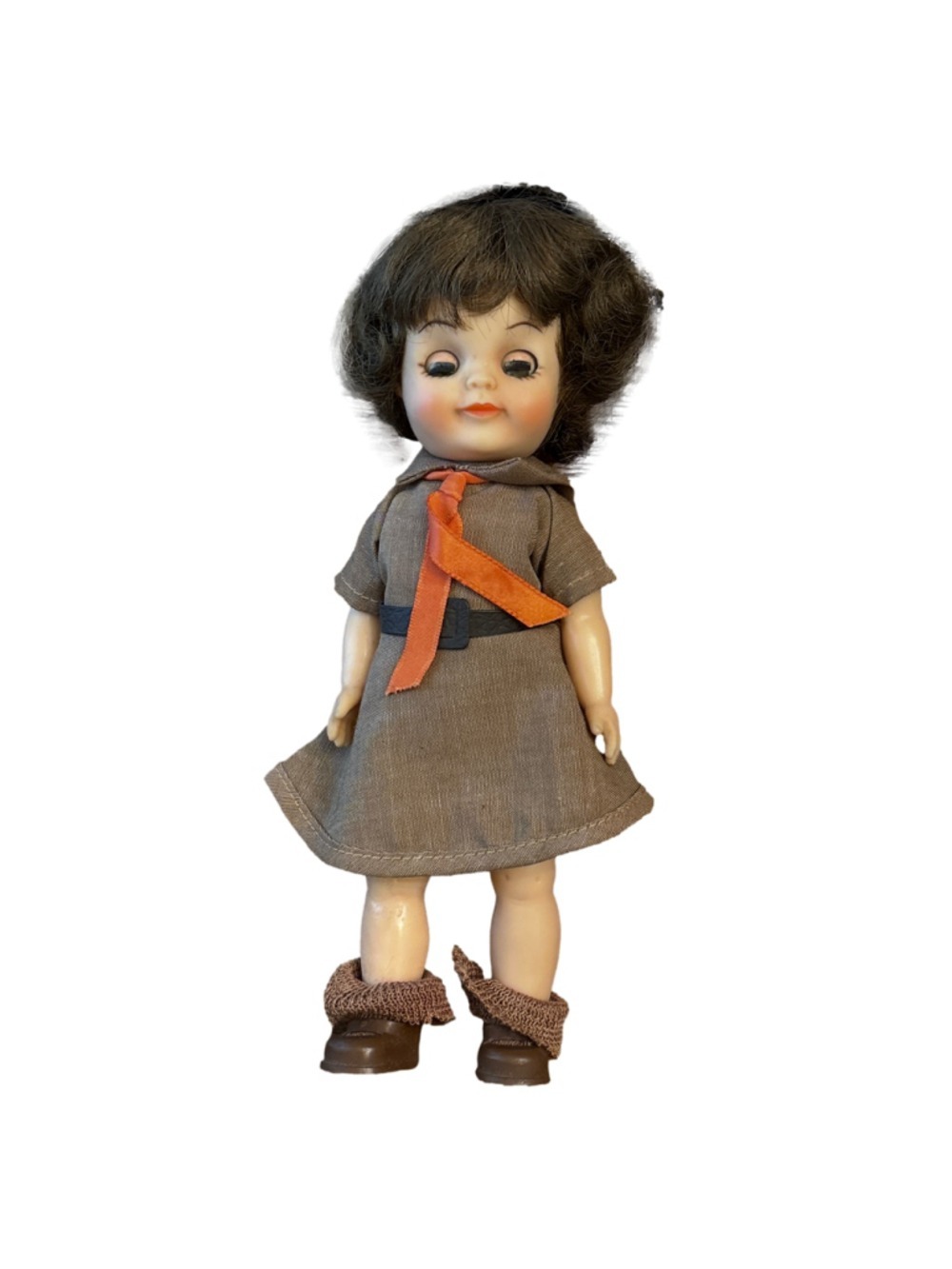 Effanbee Vintage Girl Doll Brown and Orange Outfit One Size
